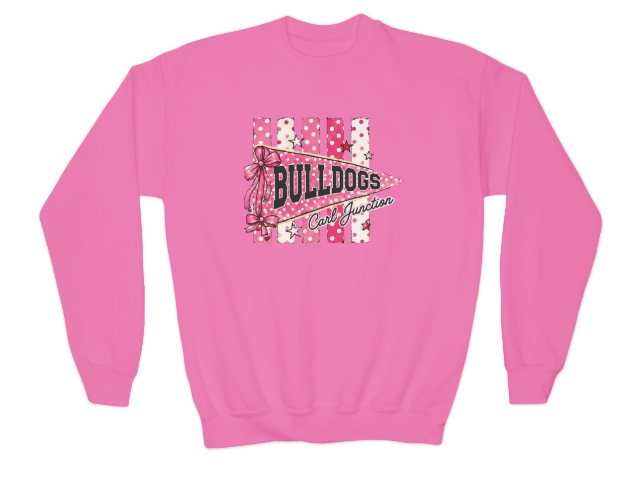 Bulldogs Cheerleader Pennant Youth Crewneck mockup